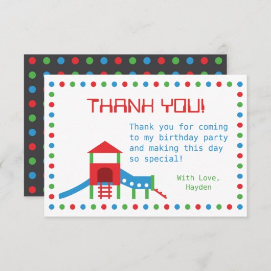 Note moderne de Merci d'anniversaire de enfant de (Devant / Derrière)
