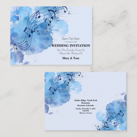 Note musicale Élégant mariage Invitation (Devant / Derrière)