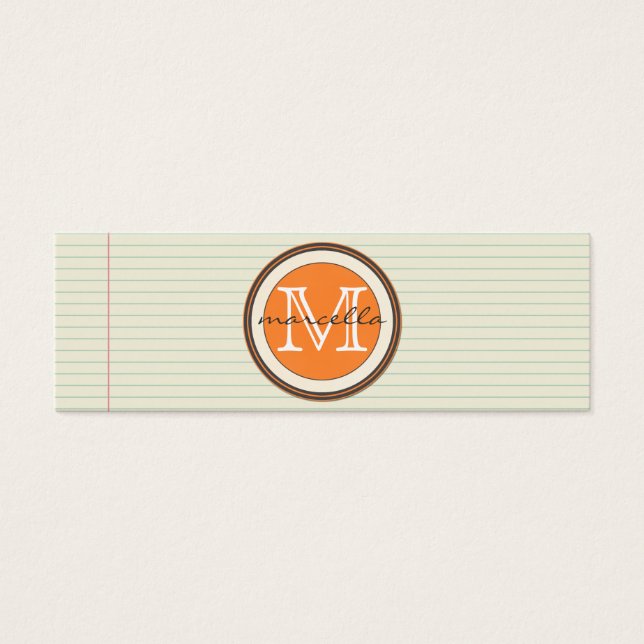 Note Papier Arrière - plan Orange Monogramme (Devant)