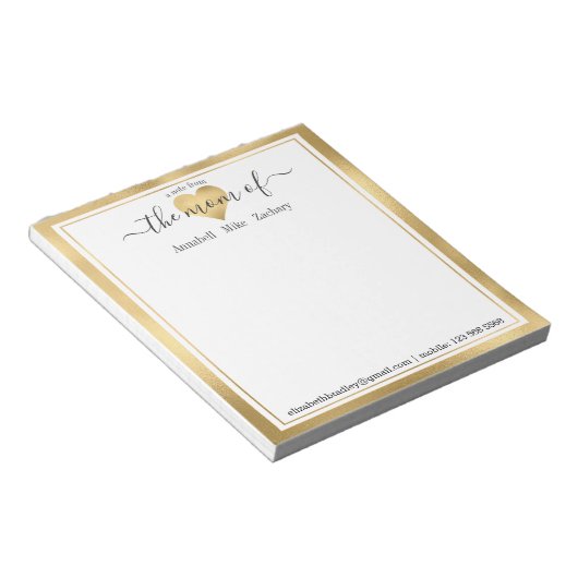 Note personnalisée de la maman du Bloc-notes (Incliné)