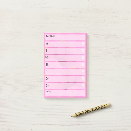 Note Pink Post-It Simple Weekly Planner (Sur un bureau)