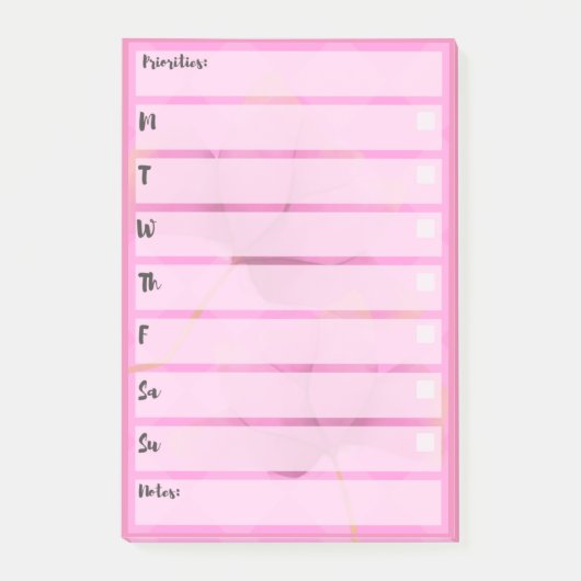 Note Pink Post-It Simple Weekly Planner (Devant)