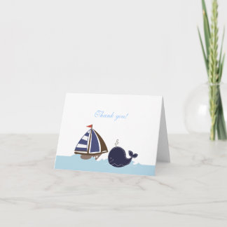 Note pliée de Merci de baleine bleue de bateaux oh
