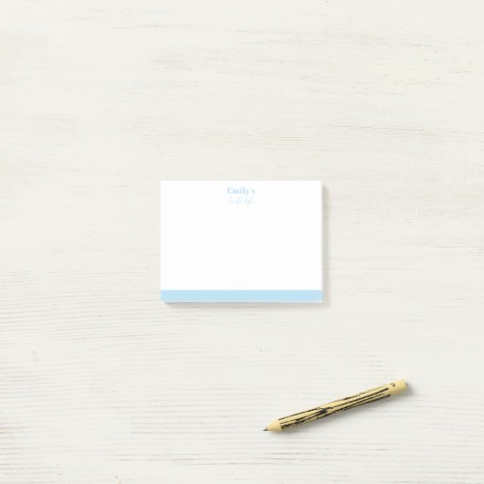 Note Post-It personnalisée simple avec nom bleu (Sur un bureau)