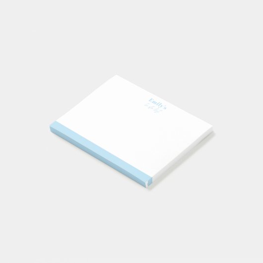 Note Post-It personnalisée simple avec nom bleu (Incliné)