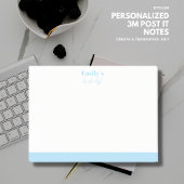Note Post-It personnalisée simple avec nom bleu