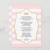 Note rose de Merci de baby shower de couronne d'or (Devant / Derrière)