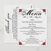 Note rose de Merci de menu de dîner de mariage (Devant / Derrière)