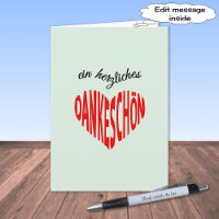Note rouge de Dankeschon de coeur de Merci