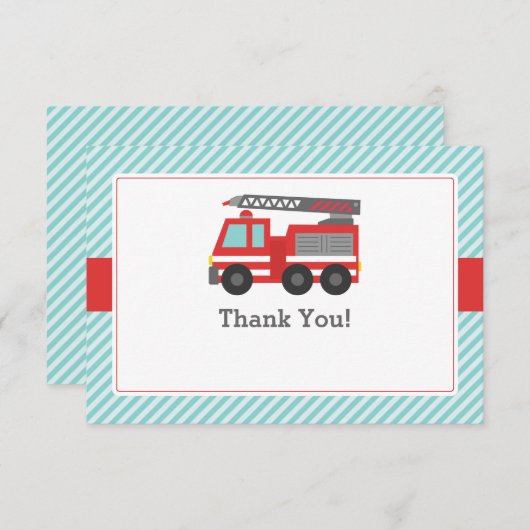 Note rouge de Merci de camion de pompiers (Devant / Derrière)