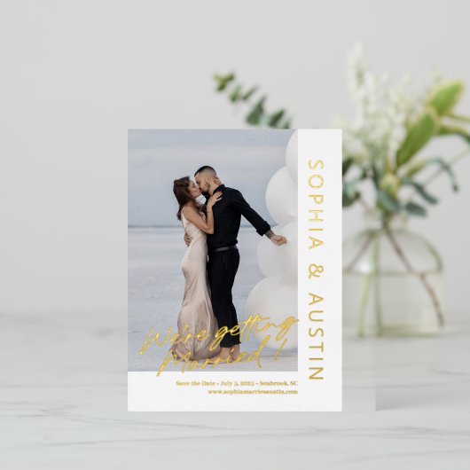 Note simple Mariage FOIL Enregistrer La Date Carte (Debout devant)