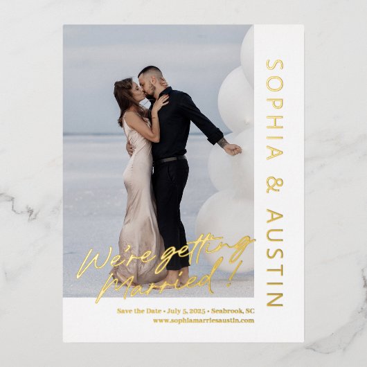Note simple Mariage FOIL Enregistrer La Date Carte (Recto)