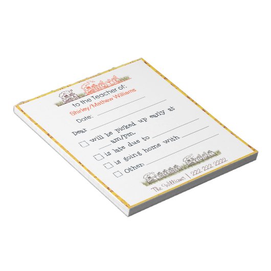 Note sur le Bloc-notes de l'enseignant (Incliné)