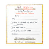 Note sur le Bloc-notes de l'enseignant (Devant)