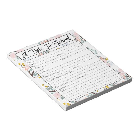 Note sur le Bloc-notes de l'enseignant, excuse d'a (Incliné)