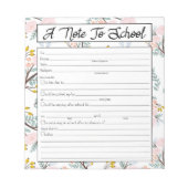 Note sur le Bloc-notes de l'enseignant, excuse d'a (Devant)