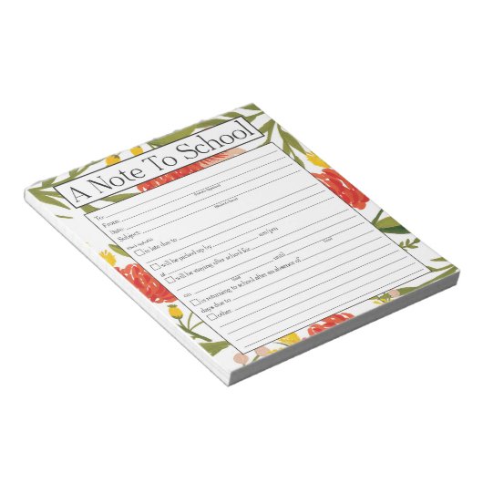 Note sur le Bloc-notes de l'enseignant, excuse d'a (Incliné)