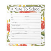 Note sur le Bloc-notes de l'enseignant, excuse d'a (Devant)