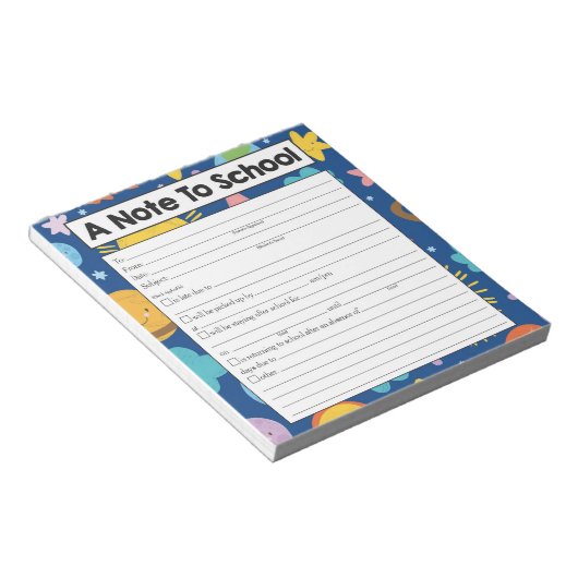 Note sur le Bloc-notes de l'enseignant, excuse d'a (Incliné)