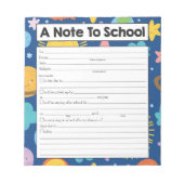 Note sur le Bloc-notes de l'enseignant, excuse d'a (Devant)