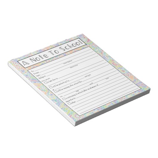 Note sur le Bloc-notes de l'enseignant, excuse d'a (Incliné)