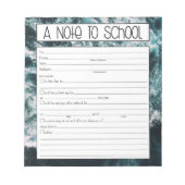 Note sur le Bloc-notes de l'enseignant, excuse d'a (Devant)