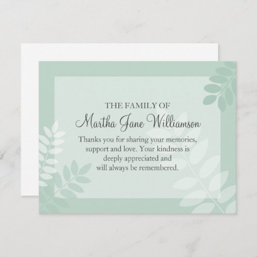 Note sur les funérailles vertes sur la carte de de (Devant / Derrière)