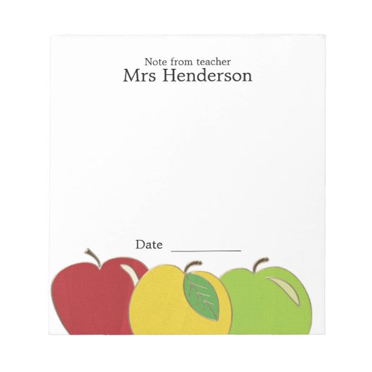 Note sur les pommes du Bloc-notes de l'enseignant (Devant)