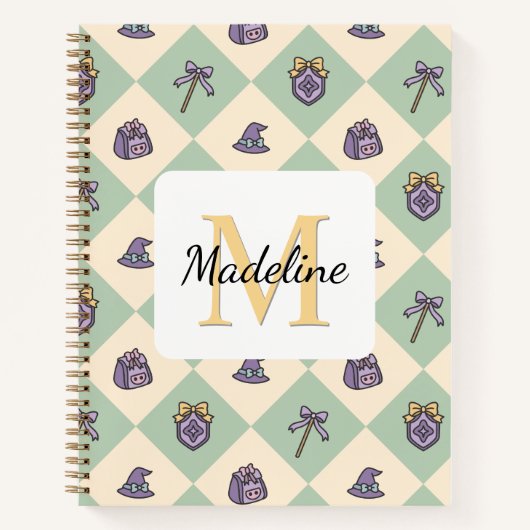 Notebook Name Magic Academy Wizard School Green Notitieboek (Voorkant)