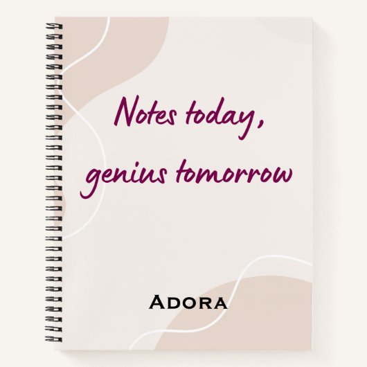 Notebook Quotes – “Notes Today, Genius Tomorrow” Notitieboek (Voorkant)
