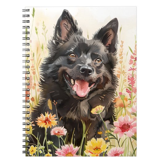 Notebook – Schipperke Watercolor Dog Journal Notitieboek (Voorkant)