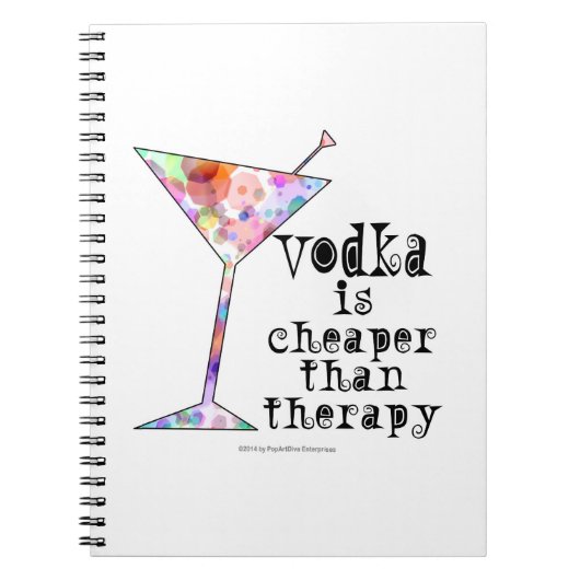 NOTEBOOK, VODKA IS CHEAPER DAN THERAPIE NOTITIEBOEK (Voorkant)