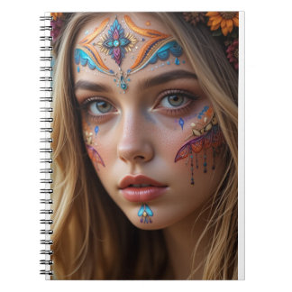 Notebook with the face of a beautiful bohemian gir notitieboek