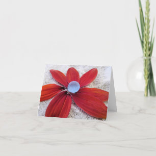 Notecard - Blue Zee Glass op Red Petals Kaart