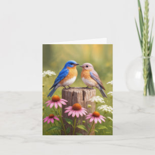 Notecard Bluebirds op een hek Post Notitiekaartje