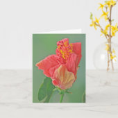 NOTECARD, FLORAL, RED HIBISCUS/TEXTURE KAART (Gele Bloem)