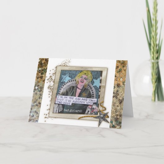 NOTECARD-IK BEN OP DE GIN EN TONIC DIEET. KAART (Voorkant)