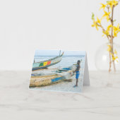 Notecard, Jongen met Boot, Ivoorkust, West-Afrika Kaart (Gele Bloem)