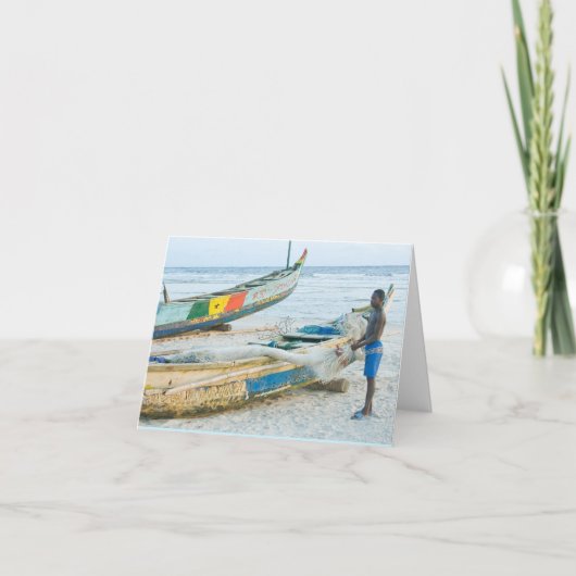 Notecard, Jongen met Boot, Ivoorkust, West-Afrika Kaart (Voorkant)