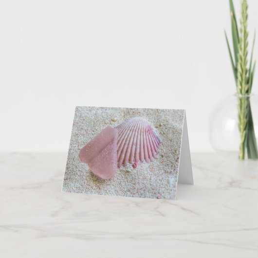 Notecard - Roze Zee Glass en Seashell Kaart (Voorkant)
