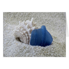 Notecard - Seashell en Blue Zee Glass