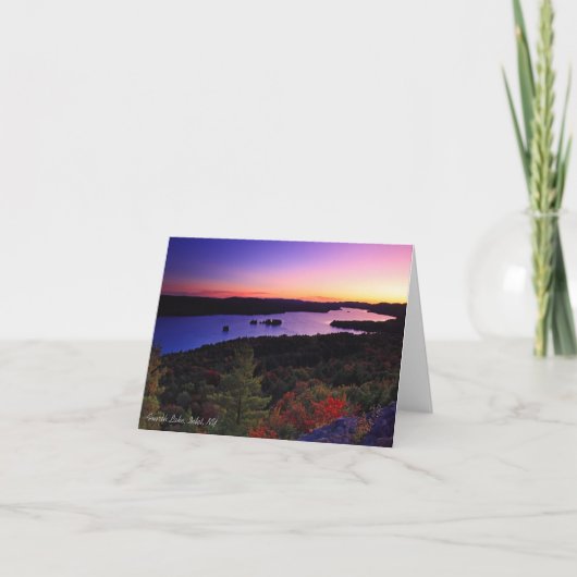 Notecard:  Vierde Meer, Inham, NY Kaart (Voorkant)