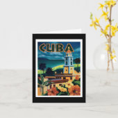 Notecard-vintage reis-Cuba Kaart (Gele Bloem)