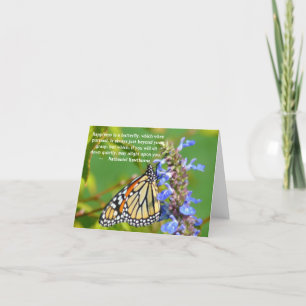 NOTECARD, VLINDER OP BLOEM "GELUK IS..." KAART