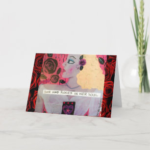 NOTECARD – ZE HAD ROZEN IN HAAR ZIEL KAART