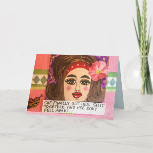 Notecard-zij bracht en haar samen definitief zich kaart