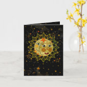 Notecard, ZON, MAAN, STERREN, Abstract, Blank Kaart (Gele Bloem)