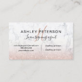 Noteerbaar logo monogram marmer roos goudglitter visitekaartje (Achterkant)