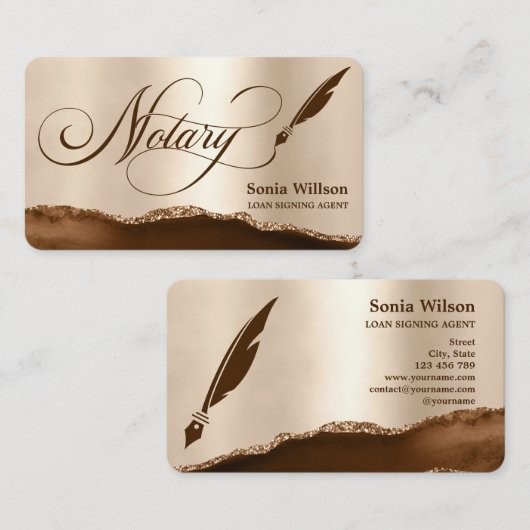 Noteerbare leningtekenaar Modern Copper Brown Visitekaartje (Voorkant / Achterkant)