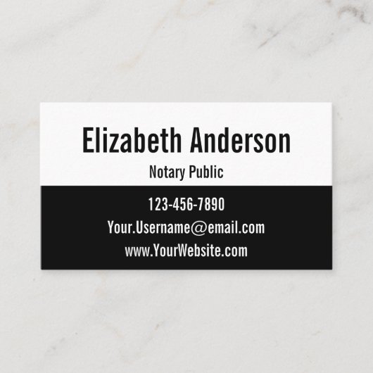 Noteerbare openbare Sjabloon zwart-wit Visitekaartje (Voorkant)